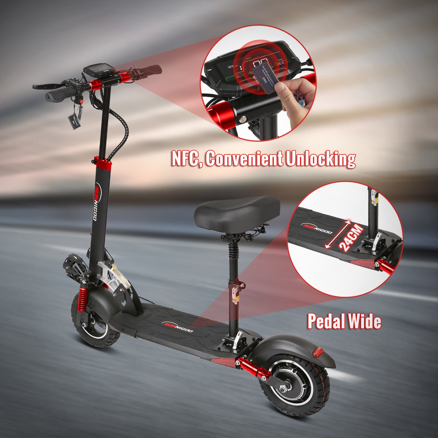 SUNNIGOO N3LMAX Electric Scooter| 48V 15Ah Battery LCD Digital Meter 50 Km/h Speed 55 Km Range