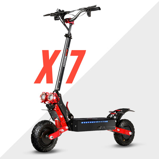 A portable foldable electric scooter stored in SUV car trunk for camping