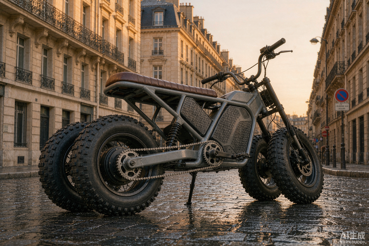 Fat-tyre electric scooter parked on a Paris street inside the low-emission zone