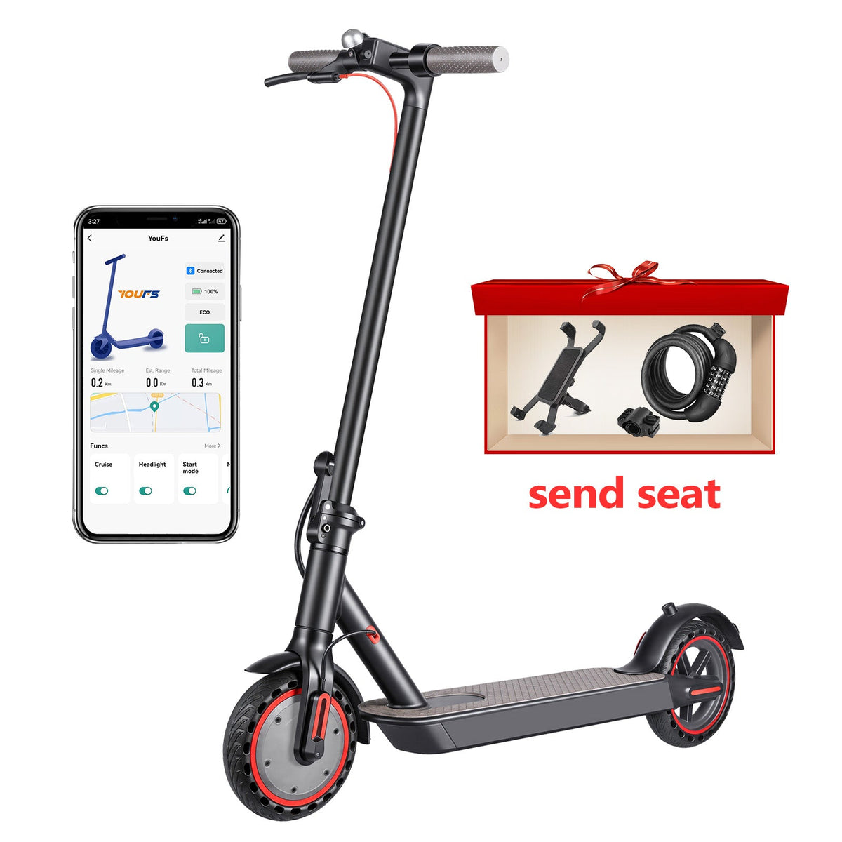 SUNNIGOO e-scooter app control interface and LED digital speed display