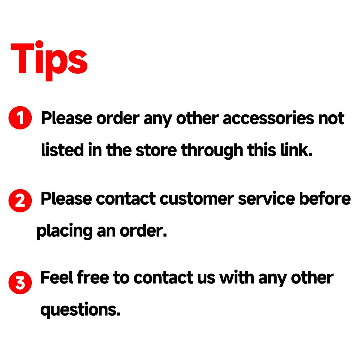 SUNNIGOO Other accessories not shown in the store's product accessories list