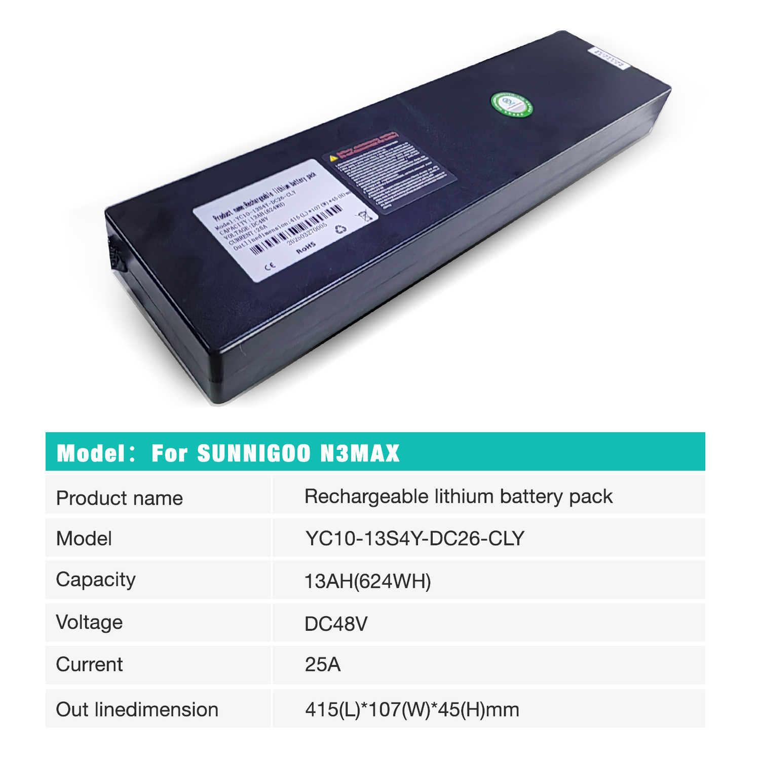 Batterie lithium SUNNIGOO N3MAX 48 V 13 Ah
