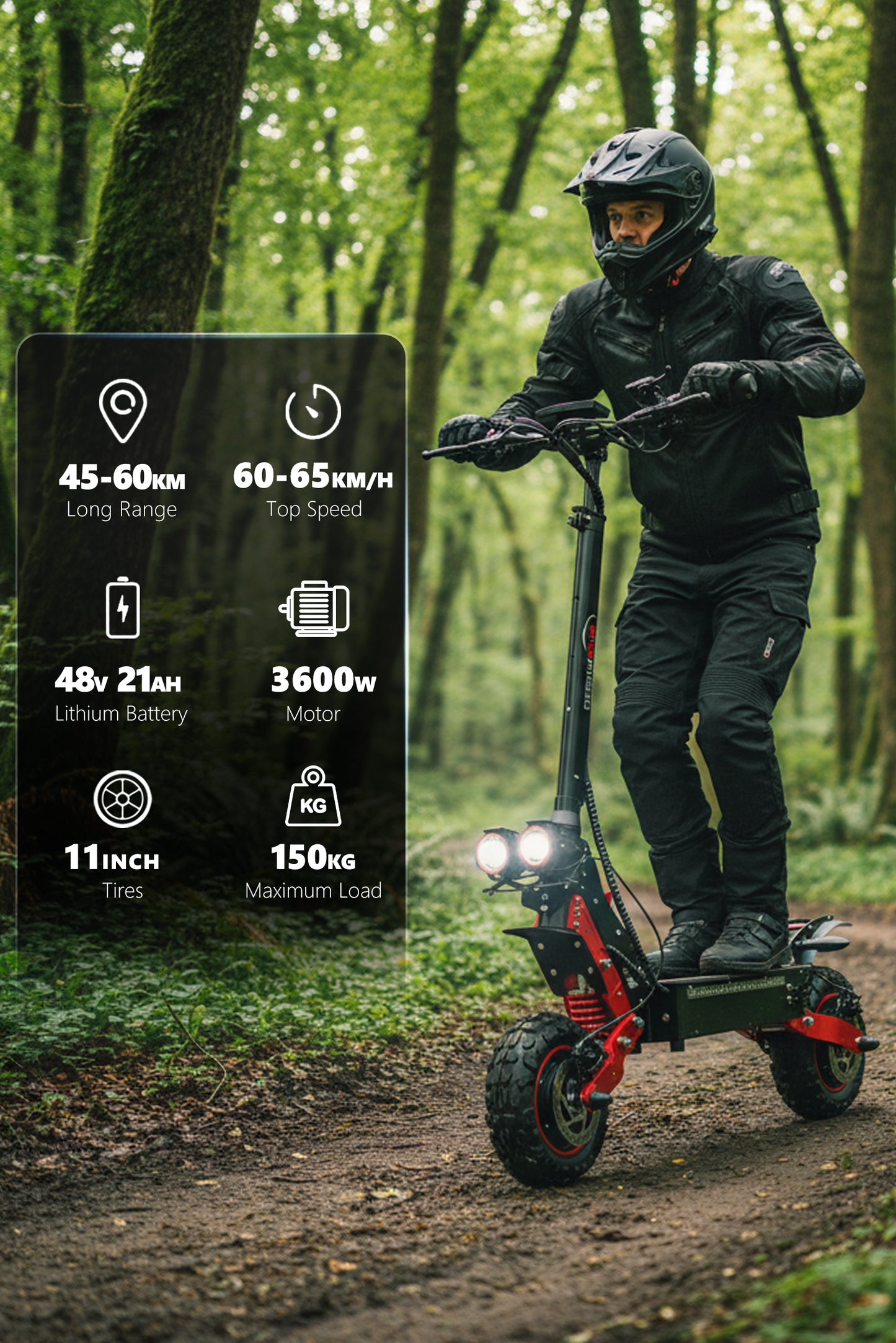 SUNNIGOO X7 Dual Motor Electric Scooter| 1800W Motor 48V 21Ah Battery 80Km Range 150 Kg Loag