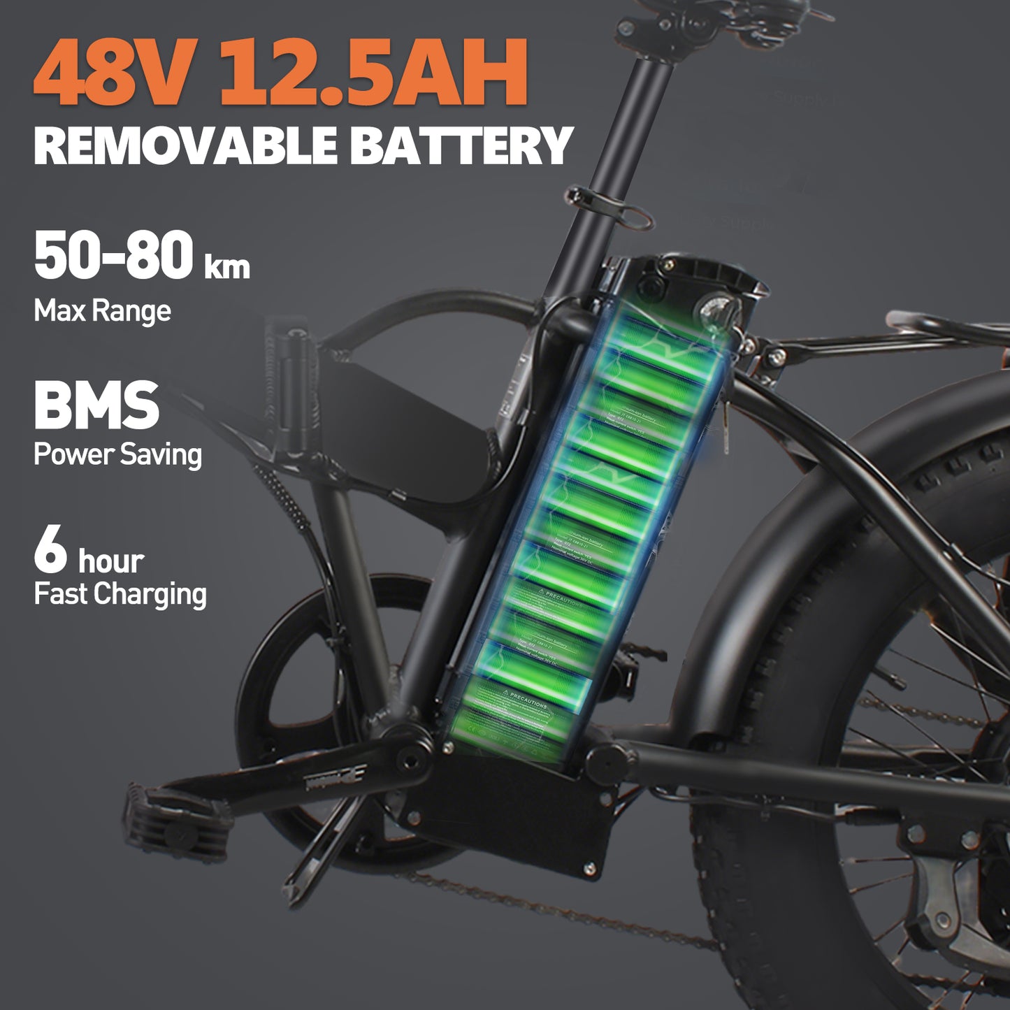 SUNNIGO B3 Foldable Electric Bike 20 Inch Fat Bike 48V12.5Ah Lithium Battery 4.0'' Tire Mountain Ebike 250W MTB Urban E-Bike