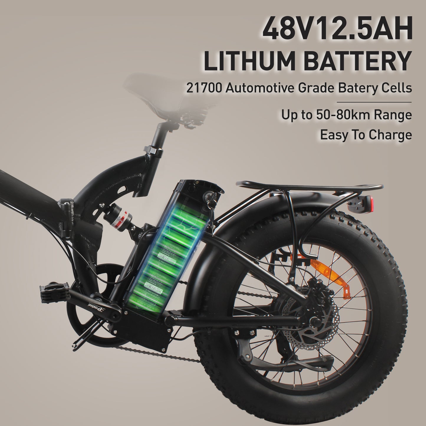 SUNNIGO B4 ebike Folding Electric Bike 48V 12.5Ah Removable Battery 50-80 km Range 20'' ×4.0'' Fat Tire 7-Speed E-Bike