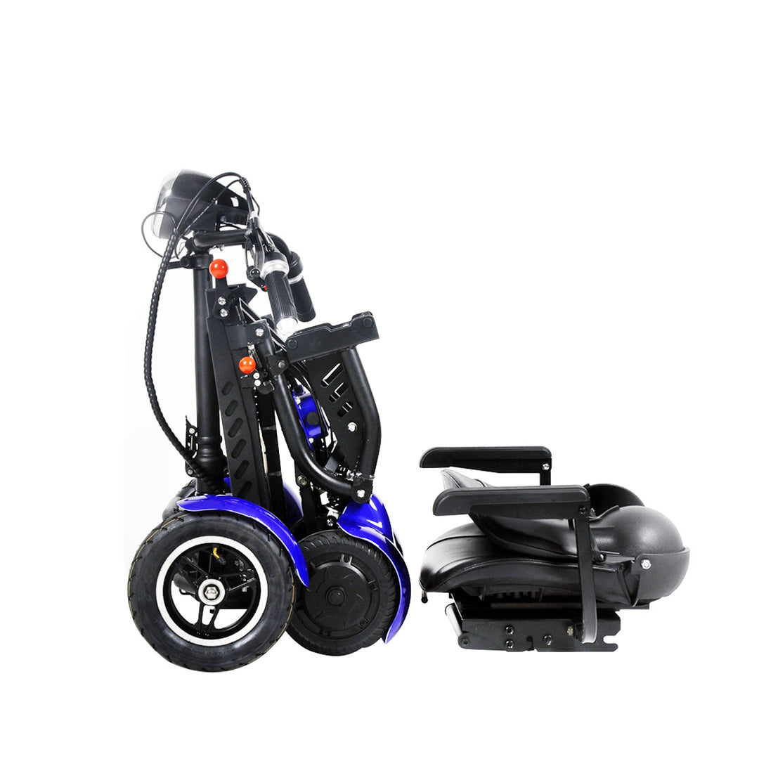 Compact folded electric scooter for easy storage in car trunk or office
