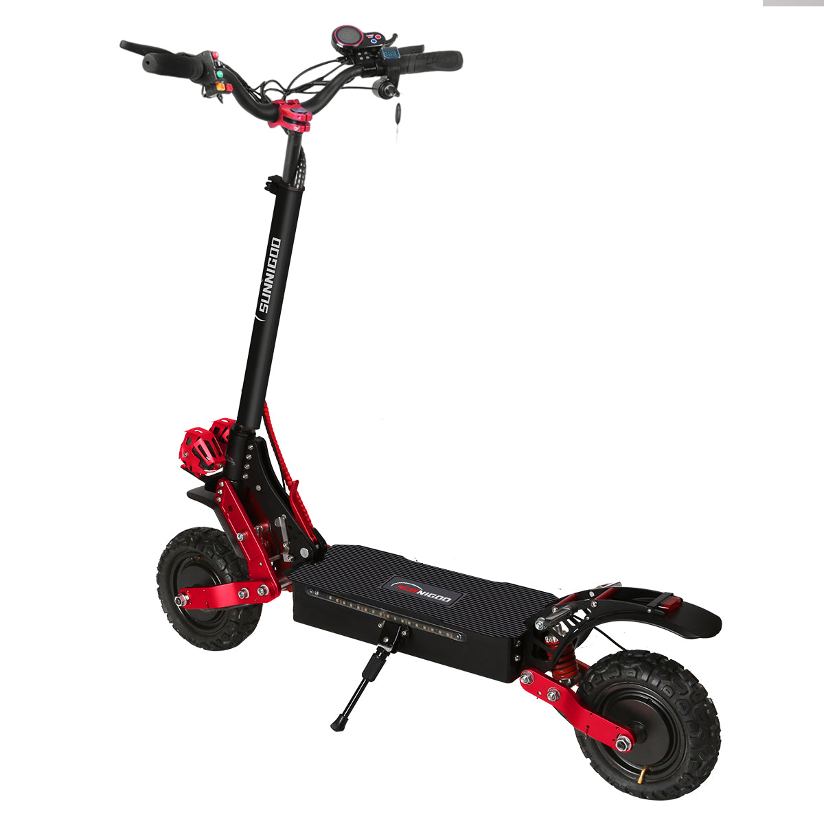 Front and rear disc braking system for safe high speed electric scooter