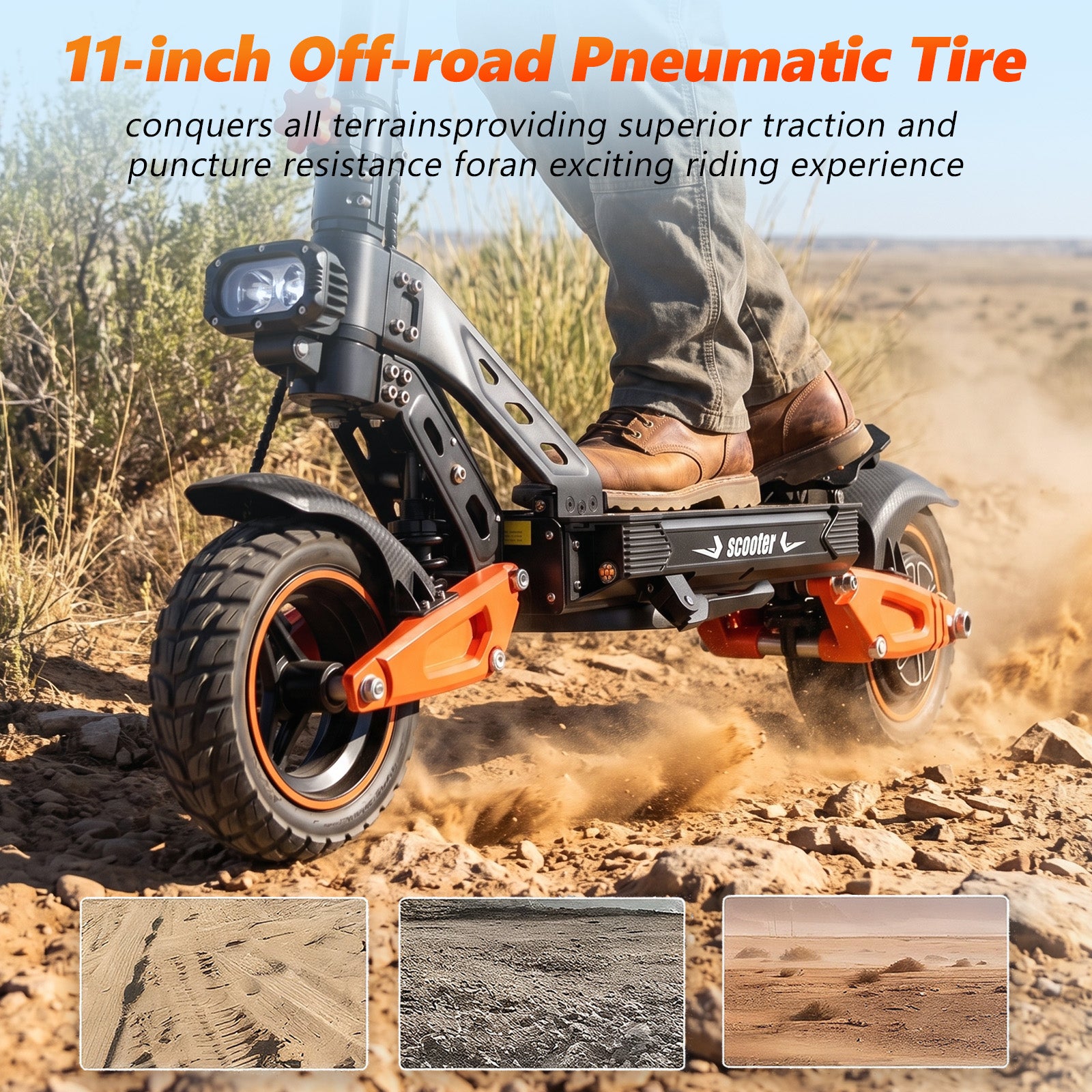 Adult riding SUNNIGOO X2 MAX 1200W electric scooter on off-road bumpy terrain