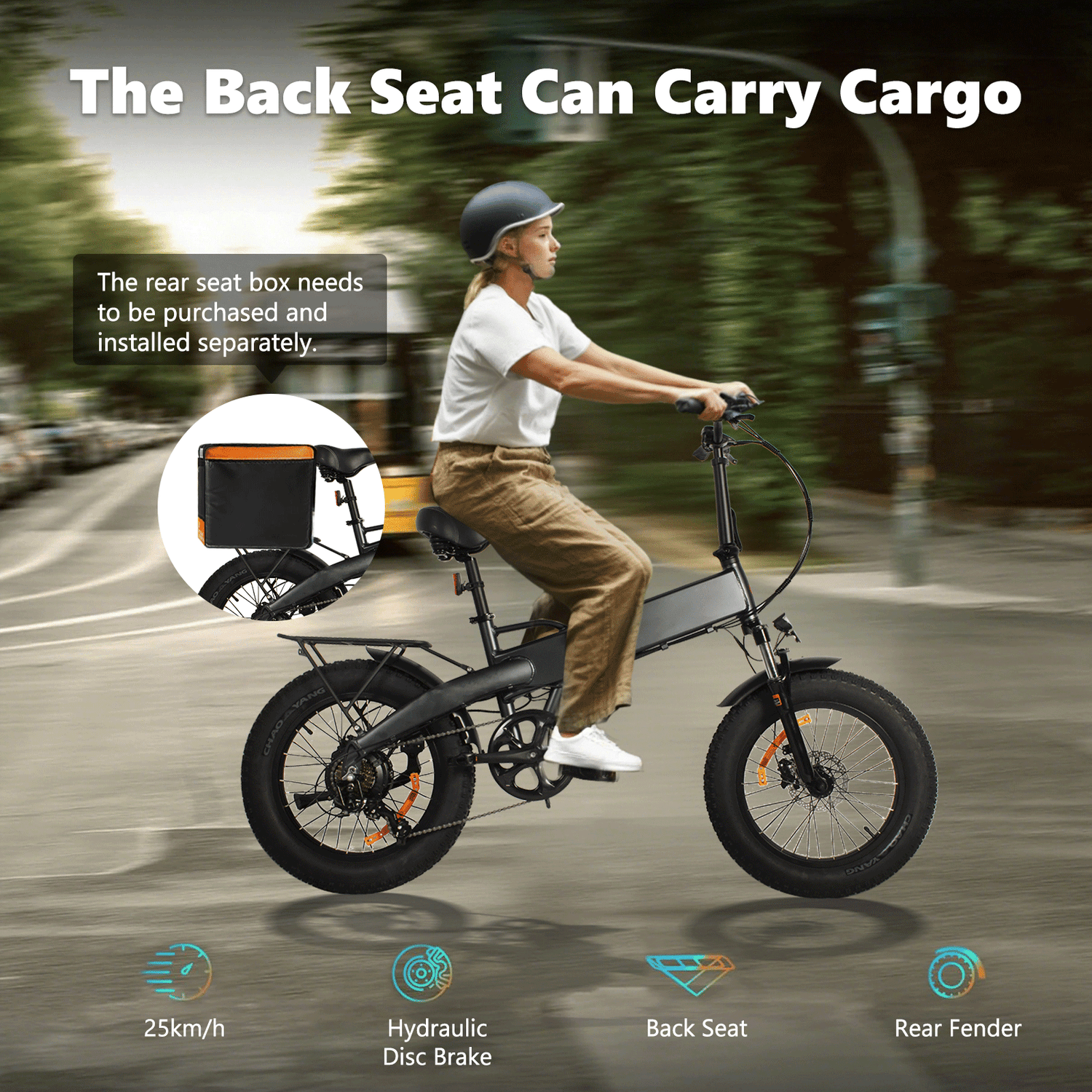 Vélo électrique pliant pour adulte SUNNIGO B1, pneus larges 20x4.0, batterie 48V 12,5AH, 7 vitesses, 250W, conforme aux normes européennes.