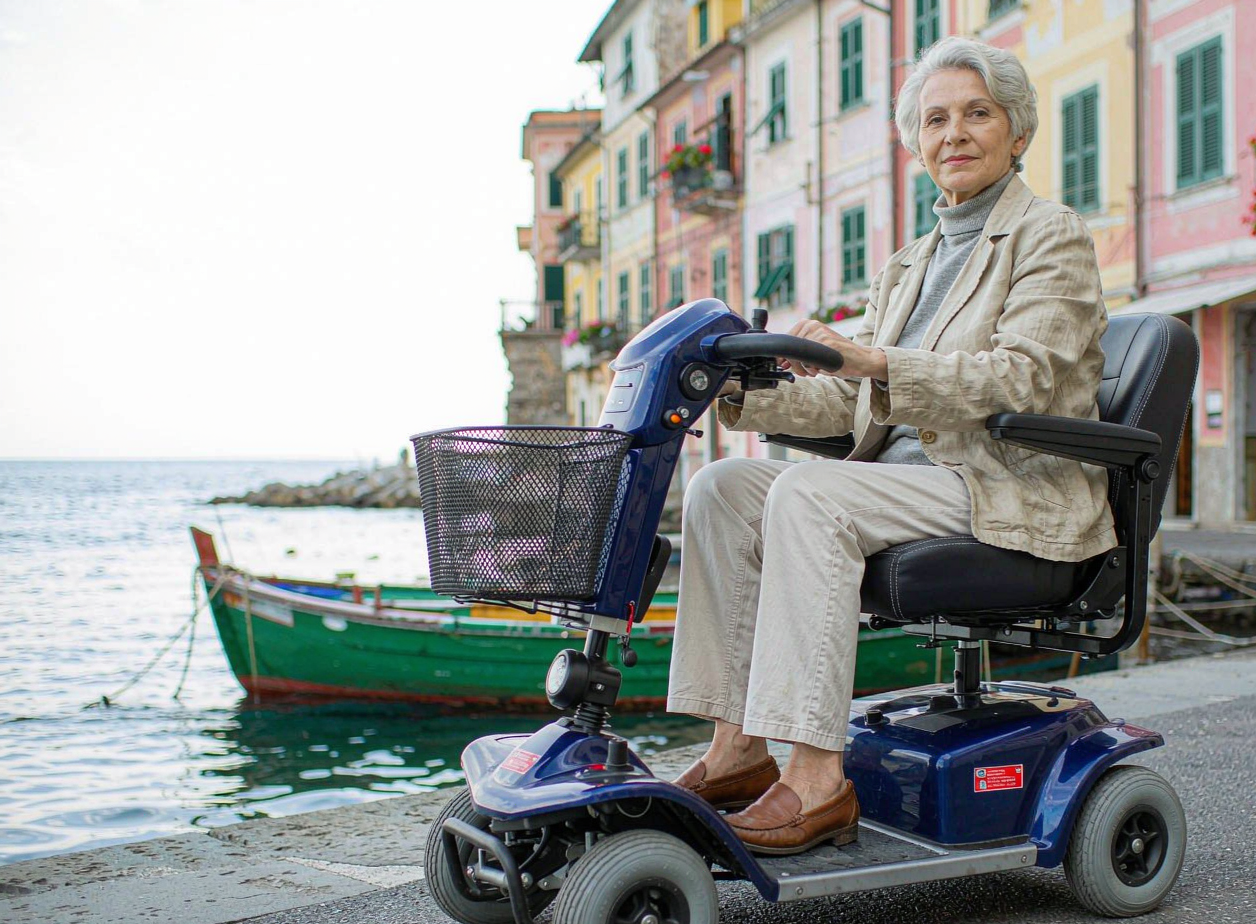 L3 mobility scooter on the Italian Riviera promenade in Camogli