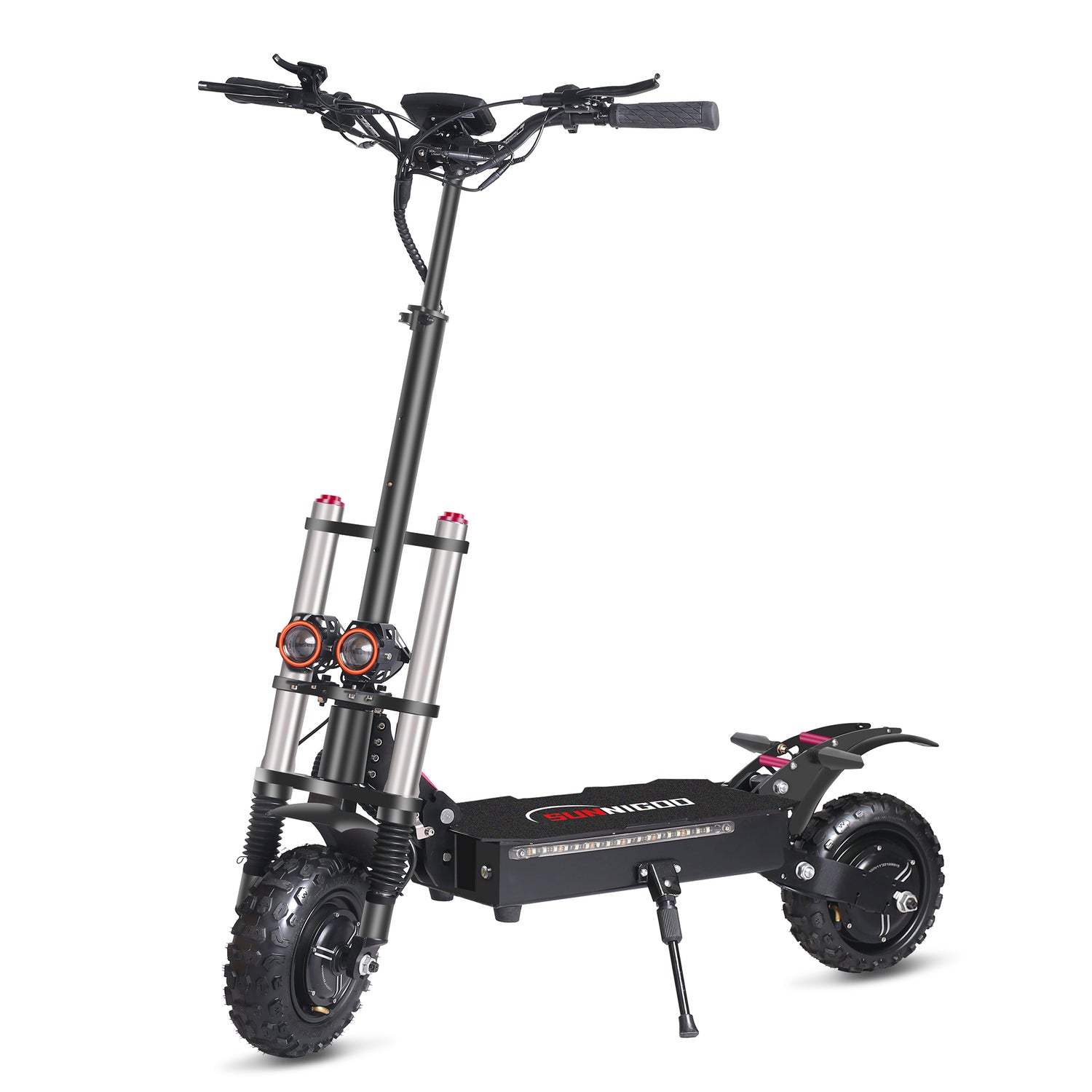 SUNNIGOO 6000W dual-motor off-road electric scooter on a dirt trail
