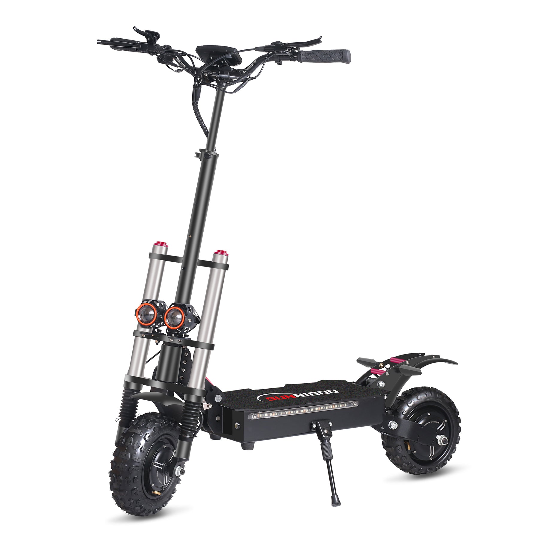 SUNNIGOO 6000W dual-motor off-road electric scooter on a dirt trail